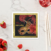 Masquerade Quinceañera partij rood, faux gouden fo Servetten (Insitu)