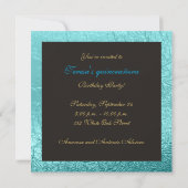 Masquerade quinceañera party blauw folie kaart (Achterkant)