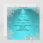 Masquerade Quinceanera Party Blauwgroen witte snee Kaart (Achterkant)