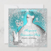 Masquerade Quinceanera Party Blauwgroen witte snee Kaart (Voorkant)