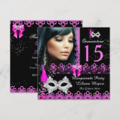 Masquerade Quinceanera Party Hot Pink Lace Kaart (Voorkant / Achterkant)