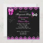 Masquerade Quinceanera Party Hot Pink Lace Kaart (Achterkant)