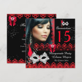 Masquerade Quinceanera Party Red Lace Kaart (Voorkant / Achterkant)