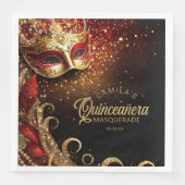Masquerade Quinceanera rood goud ID1031 Servet (Voorkant)
