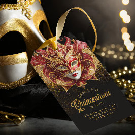 Masquerade Quinceanera Rood Goud V2 ID1031 Cadeaut Cadeaulabel