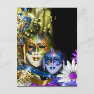 Masquerade quinceanera Venetiaanse maskers Briefkaart