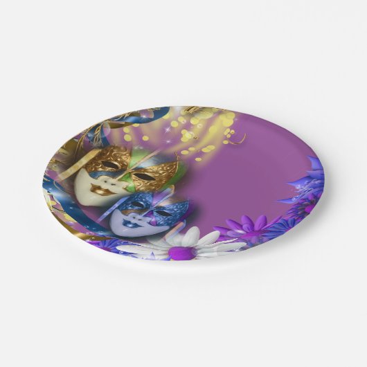 Masquerade quinceanera Venetiaanse maskers PERSONA Papieren Bordje (Gekanteld)