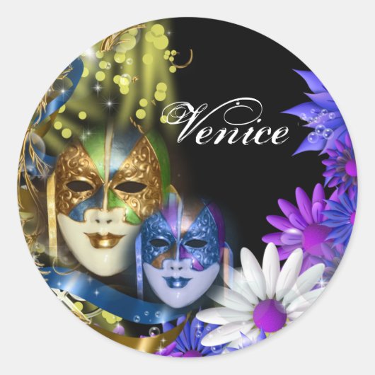 Masquerade quinceanera Venetiaanse maskers Ronde Sticker (Voorkant)