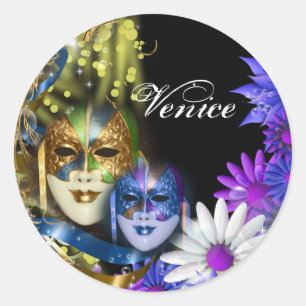 Masquerade quinceanera Venetiaanse maskers Ronde Sticker