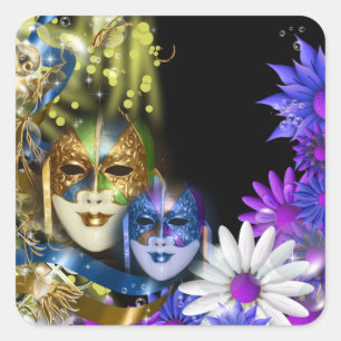 Masquerade quinceanera Venetiaanse maskers Vierkante Sticker