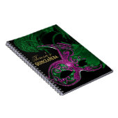 Masquerade quinceañera verjaardag groen, roze mask notitieboek (Rechterzijde)