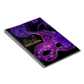 Masquerade quinceañera verjaardagscroze, paars mas notitieboek (Rechterzijde)