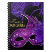Masquerade quinceañera verjaardagscroze, paars mas notitieboek (Voorkant)