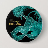 Masquerade quinceañera verjaardagstaarmasker ronde button 7,6 cm (Voorkant)
