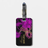 Masquerade quinceañera vijftiende verjaardag paars bagagelabel (Achterkant verticaal)