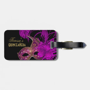Masquerade quinceañera vijftiende verjaardag paars bagagelabel
