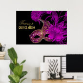 Masquerade quinceañera vijftiende verjaardag paars poster (Thuiskantoor)