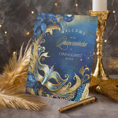 Masquerade Quinceañera Welkom Blauw Goud ID1031 Reclamebord Met Voetstuk