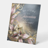 Masquerade Quinceañera Welkom Roos Gold ID1031 Reclamebord Met Voetstuk (Voorkant)