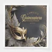 Masquerade Quinceañera Welkom Zwart Goud ID1031 Servet (Voorkant)