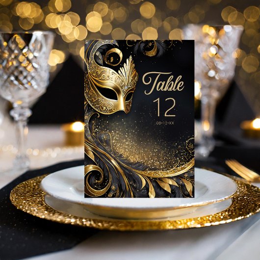 Masquerade Quinceanera Zwart Goud ID1031 Kaart