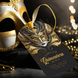 Masquerade Quinceanera Zwart Goud V2 ID1031 Cadeaulabel