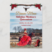 Masquerade Ranch Glam Quinceañera Diner Menu (Voorkant)