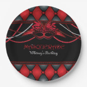 Masquerade, Red & Black Party 9-inch Bord papier (Voorkant)