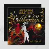 MASQUERADE Red Gold Dance Party Disco Ball Kaart (Voorkant / Achterkant)