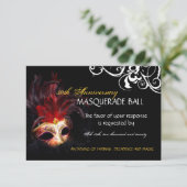 Masquerade Reply Cards - 3,5 inch x 5 inch RSVP Kaartje (Staand voorkant)