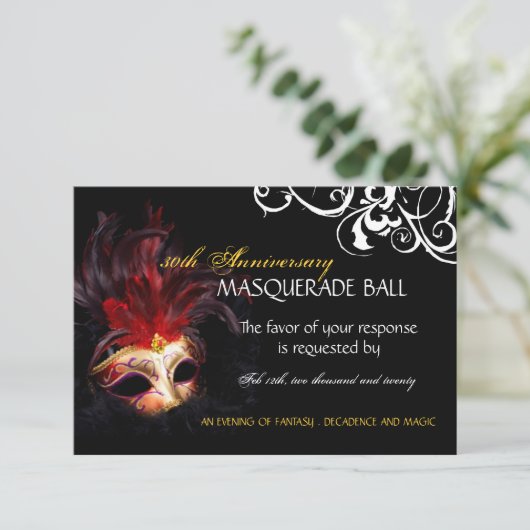 Masquerade Reply Cards - 3,5 inch x 5 inch RSVP Kaartje (Staand voorkant)