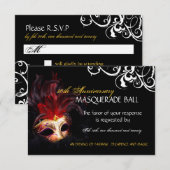 Masquerade Reply Cards - 3,5 inch x 5 inch RSVP Kaartje (Voorkant / Achterkant)