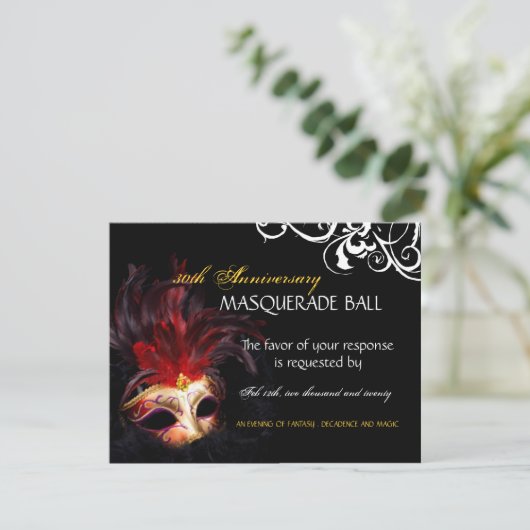 Masquerade Reply Cards RSVP Kaartje (Staand voorkant)