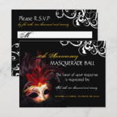 Masquerade Reply Cards RSVP Kaartje (Voorkant / Achterkant)