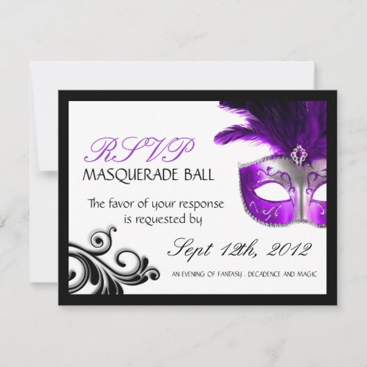 Masquerade Reply Cards RSVP Kaartje (Voorkant)
