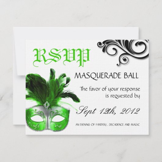 Masquerade Reply Cards RSVP Kaartje (Voorkant)