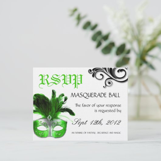 Masquerade Reply Cards RSVP Kaartje (Staand voorkant)