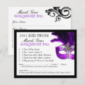 Masquerade Reply Cards RSVP Kaartje (Voorkant / Achterkant)