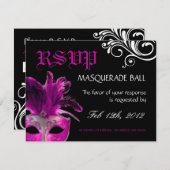 Masquerade Reply Cards RSVP Kaartje (Voorkant / Achterkant)