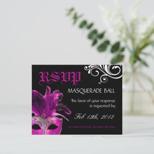 Masquerade Reply Cards RSVP Kaartje (Staand voorkant)