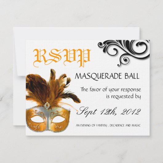 Masquerade Reply Cards RSVP Kaartje (Voorkant)