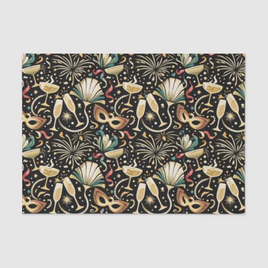 Masquerade Roaring Twenties New Year Pattern Tissuepapier (Voorkant)