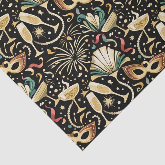 Masquerade Roaring Twenties New Year Pattern Tissuepapier (Detail)
