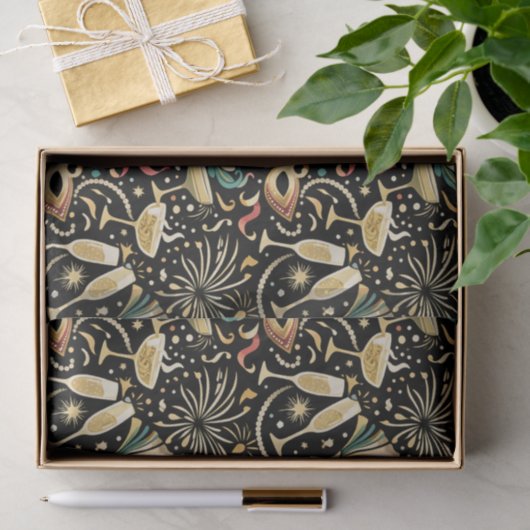 Masquerade Roaring Twenties New Year Pattern Tissuepapier (Geschenk)