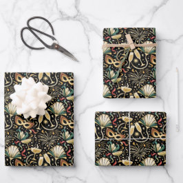 Masquerade Roaring Twenties Nieuwjaars Patroon Inpakpapier Vel
