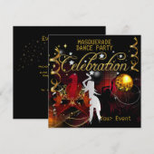 MASQUERADE Rood Goud Dansfeest Disco Bal Kaart (Voorkant / Achterkant)