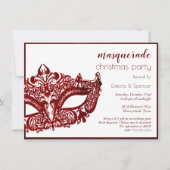Masquerade Rood Masker | Mardi Gras Kerstfeest Kaart (Voorkant)