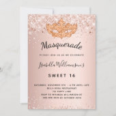 Masquerade roos Gold glitter stof Sweet 16 Kaart (Voorkant)