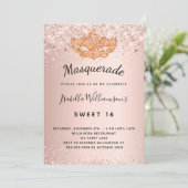 Masquerade roos Gold glitter stof Sweet 16 Kaart (Staand voorkant)