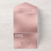 Masquerade Roos Gold Pink Quinceanera All In One Uitnodiging (Buitenkant)